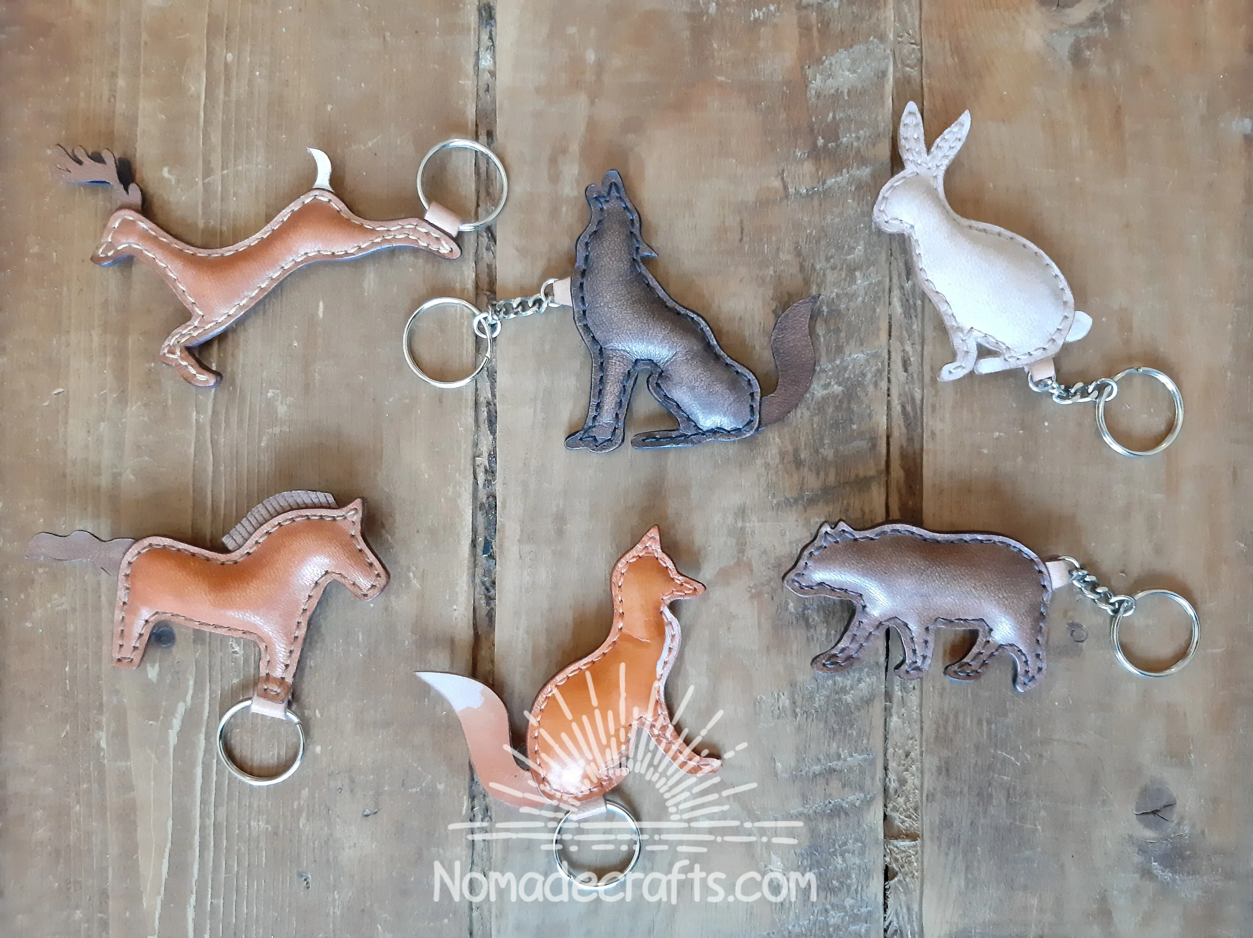 Making leather keychains: 6 Forest Animals
