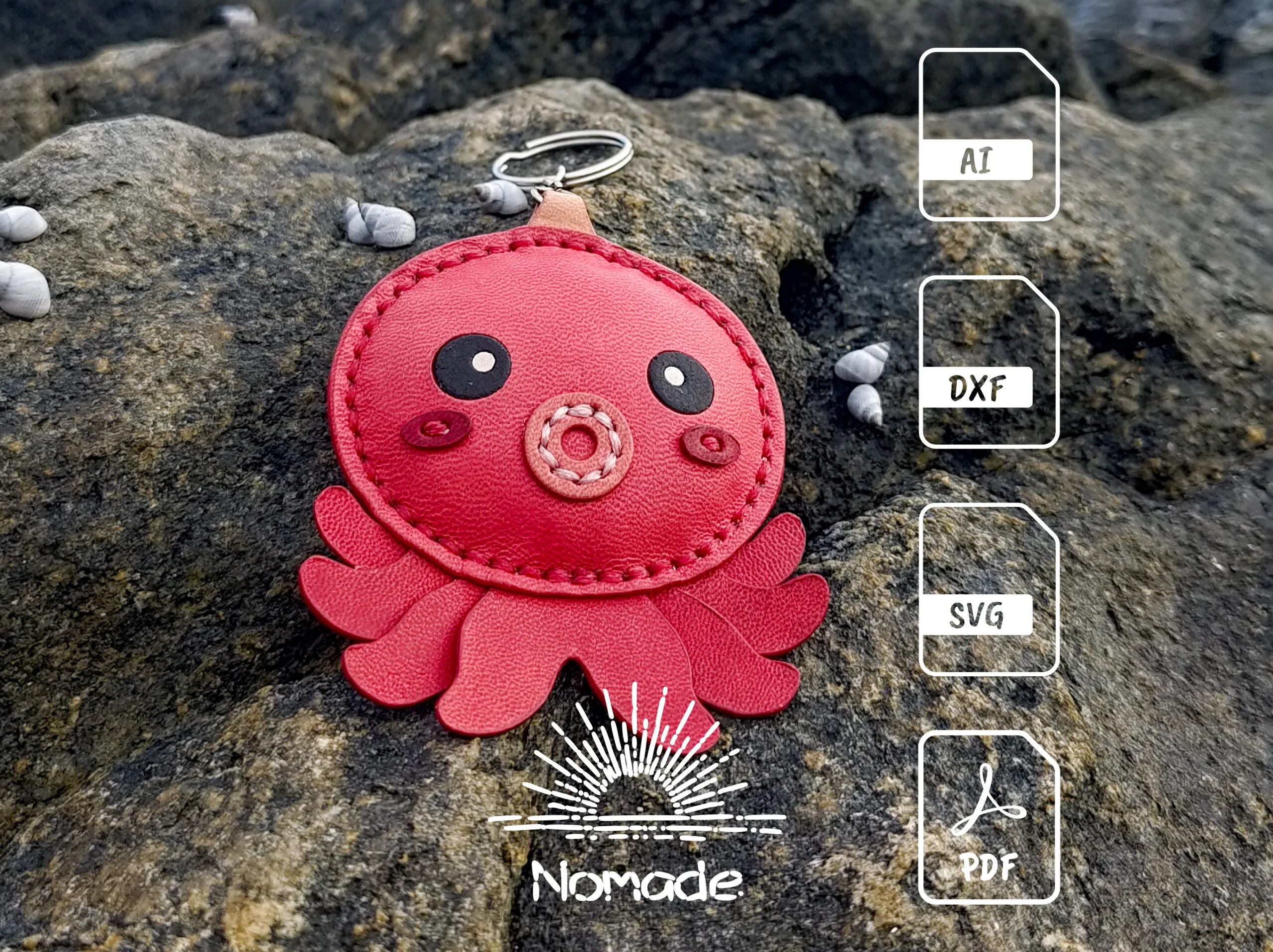 Modèle de breloque de sac poulpe Kawaii