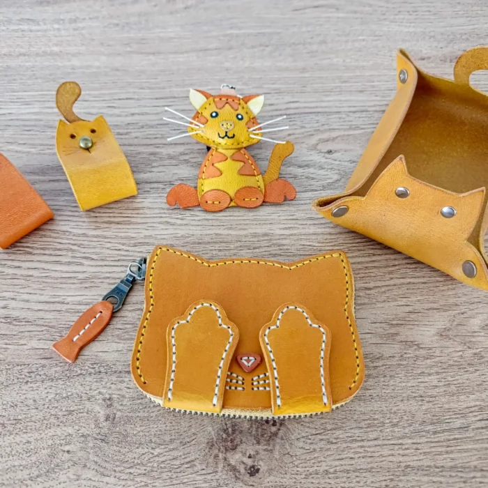Pack de motifs sur le thème des chats - 4 projets - Porte-monnaie - Charme de sac - Plateau - Organisateurs de câbles